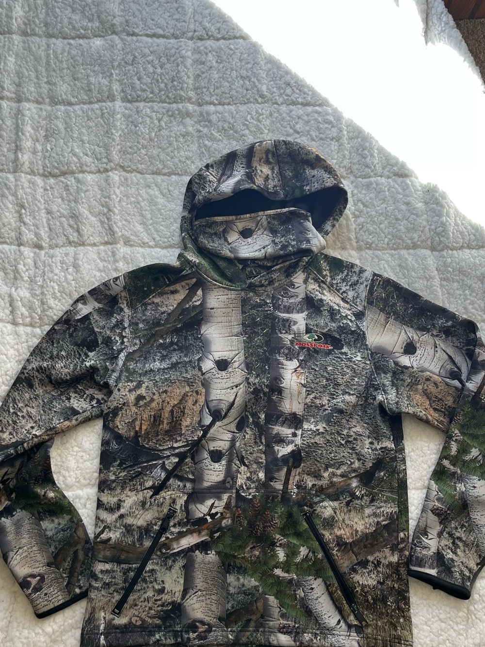 Mossy Oak Men's Hooded Camo Performance Jacket - Green, Brown, Gray